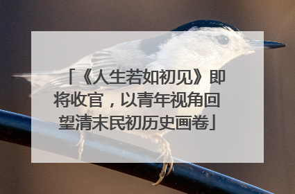 《人生若如初见》即将收官，以青年视角回望清末民初历史画卷