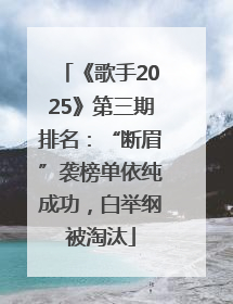 《歌手2025》第三期排名：“断眉”袭榜单依纯成功，白举纲被淘汰