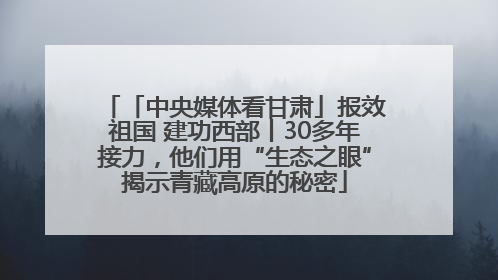 「中央媒体看甘肃」报效祖国 建功西部丨30多年接力，他们用“生态之眼”揭示青藏高原的秘密