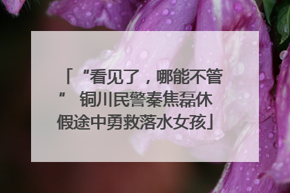 “看见了，哪能不管” 铜川民警秦焦磊休假途中勇救落水女孩