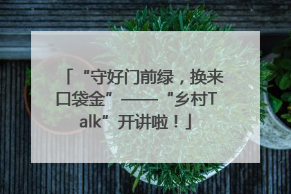 “守好门前绿，换来口袋金”——“乡村Talk”开讲啦！