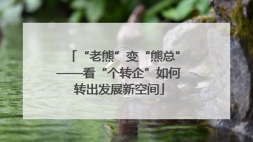 “老熊”变“熊总”——看“个转企”如何转出发展新空间