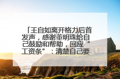 王自如离开格力后首发声，感谢董明珠给自己鼓励和帮助，回应“工资条”：清楚自己要什么，工资条不重要
