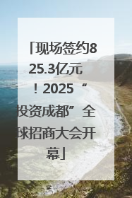 现场签约825.3亿元！2025“投资成都”全球招商大会开幕