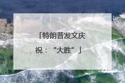 特朗普发文庆祝：“大胜”