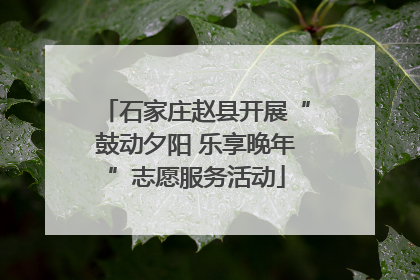 石家庄赵县开展“鼓动夕阳 乐享晚年”志愿服务活动