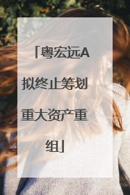 粤宏远A拟终止筹划重大资产重组
