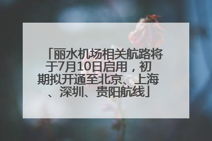 丽水机场相关航路将于7月10日启用，初期拟开通至北京、上海、深圳、贵阳航线