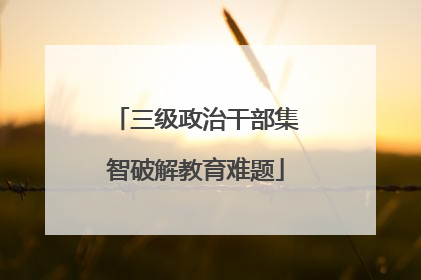 三级政治干部集智破解教育难题