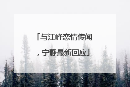 与汪峰恋情传闻，宁静最新回应