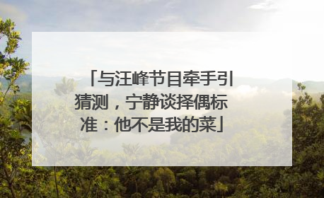 与汪峰节目牵手引猜测，宁静谈择偶标准：他不是我的菜