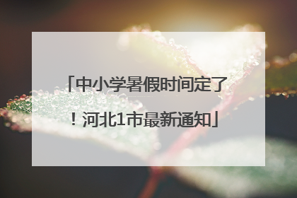 中小学暑假时间定了！河北1市最新通知