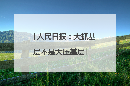 人民日报：大抓基层不是大压基层