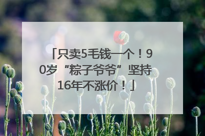 只卖5毛钱一个！90岁“粽子爷爷”坚持16年不涨价！