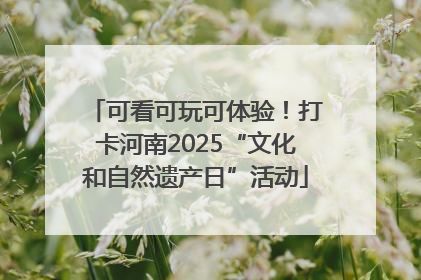 可看可玩可体验！打卡河南2025“文化和自然遗产日”活动