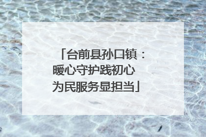 台前县孙口镇：暖心守护践初心 为民服务显担当