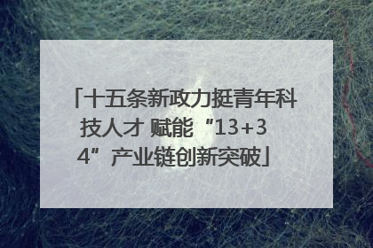 十五条新政力挺青年科技人才 赋能“13+34”产业链创新突破