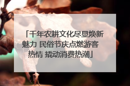 千年农耕文化尽显焕新魅力 民俗节庆点燃游客热情 撬动消费热潮