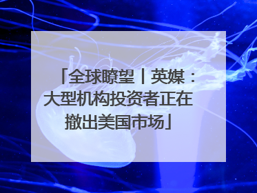 全球瞭望丨英媒：大型机构投资者正在撤出美国市场