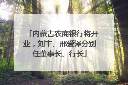 内蒙古农商银行将开业，刘丰、邢爱泽分别任董事长、行长