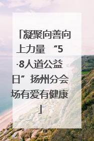 凝聚向善向上力量 “5·8人道公益日”扬州分会场有爱有健康