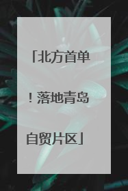 北方首单！落地青岛自贸片区