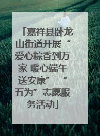 嘉祥县卧龙山街道开展“爱心粽香到万家 暖心端午送安康” “五为”志愿服务活动