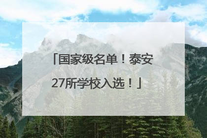 国家级名单！泰安27所学校入选！