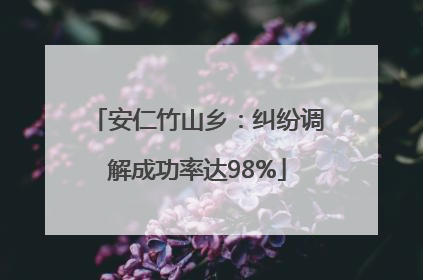 安仁竹山乡：纠纷调解成功率达98%