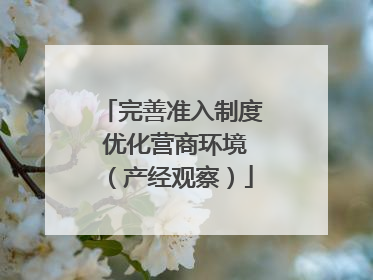 完善准入制度 优化营商环境（产经观察）