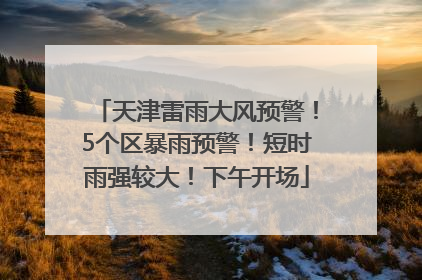 天津雷雨大风预警！5个区暴雨预警！短时雨强较大！下午开场