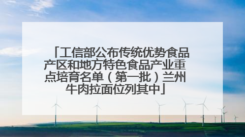 工信部公布传统优势食品产区和地方特色食品产业重点培育名单（第一批）兰州牛肉拉面位列其中