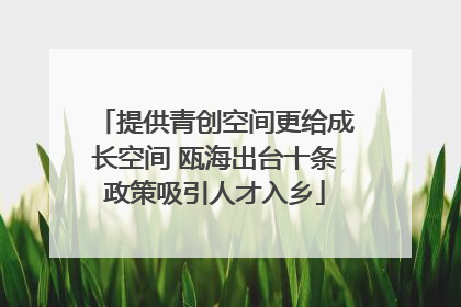 提供青创空间更给成长空间 瓯海出台十条政策吸引人才入乡