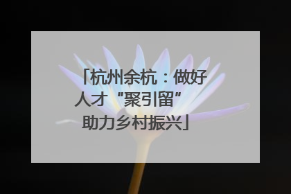 杭州余杭：做好人才“聚引留” 助力乡村振兴