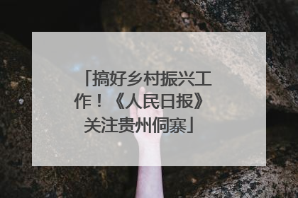 搞好乡村振兴工作！《人民日报》关注贵州侗寨