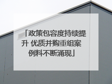 政策包容度持续提升 优质并购重组案例料不断涌现