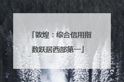 敦煌：综合信用指数跃居西部第一