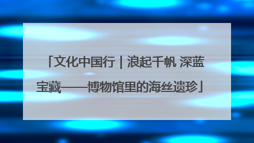 文化中国行｜浪起千帆 深蓝宝藏——博物馆里的海丝遗珍