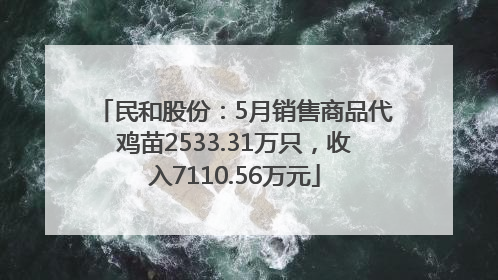 民和股份：5月销售商品代鸡苗2533.31万只，收入7110.56万元