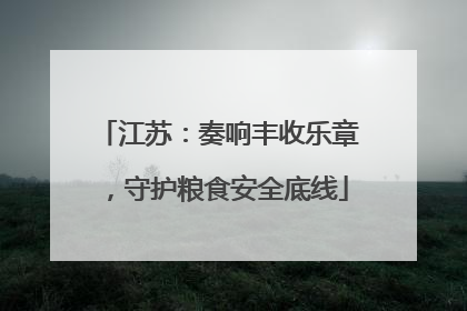 江苏：奏响丰收乐章，守护粮食安全底线