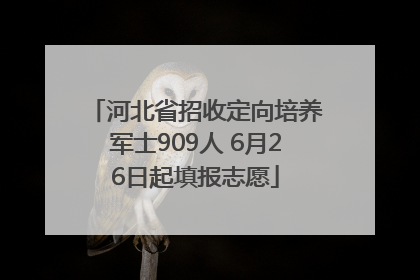 河北省招收定向培养军士909人 6月26日起填报志愿