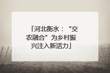 河北衡水：“交农融合”为乡村振兴注入新活力