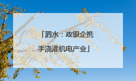 泗水：政银企携手浇灌机电产业