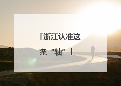 浙江认准这条“轴”