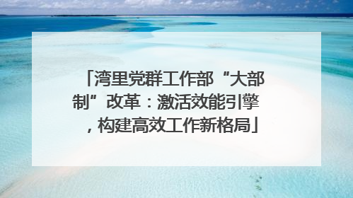 湾里党群工作部“大部制”改革：激活效能引擎，构建高效工作新格局
