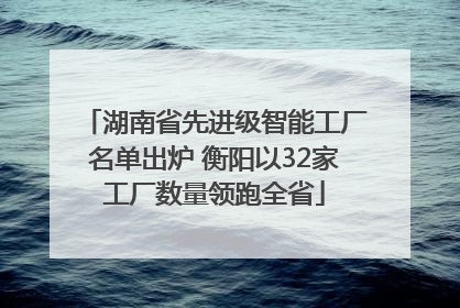 湖南省先进级智能工厂名单出炉 衡阳以32家工厂数量领跑全省