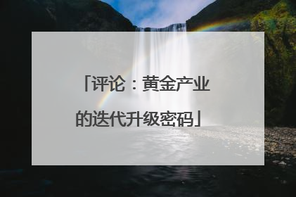 评论：黄金产业的迭代升级密码