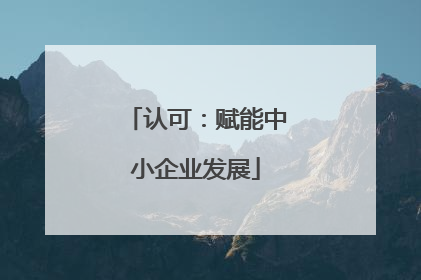 认可：赋能中小企业发展