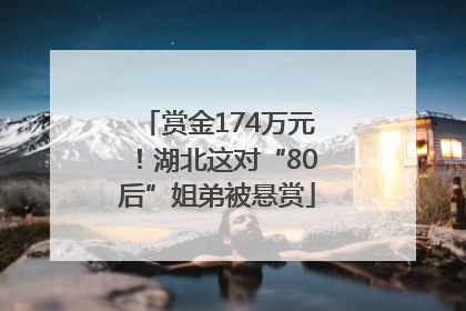赏金174万元！湖北这对“80后”姐弟被悬赏