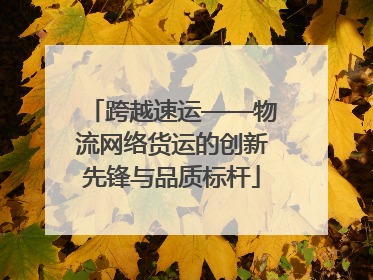 跨越速运——物流网络货运的创新先锋与品质标杆